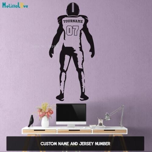 Custom Name and Jersey Number American Football Wall Sticker Vinyl Gaming Art Kids Room Home Décor Vinyl Decals YT4882