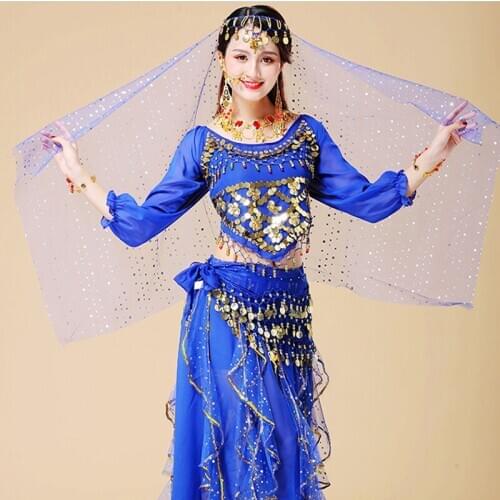 High Quality Stage Performance Oriental Dancing Costumes Bollywood Dance Wear Dress Chiffon Short Sleeves Belly Dance Clothes