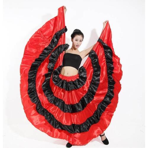 Women Ballroom Flamenco Dance Skirt Red Spanish Costume Bullfight Festival Dancer Gypsy Skirts Ladies Stage Show Wear