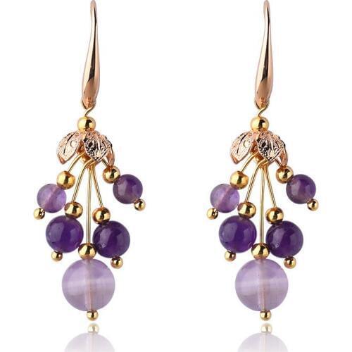 Women earring new delicate purple crystal pendant fashion jewelry accessories fine drop earrings trendy girl love gift D177