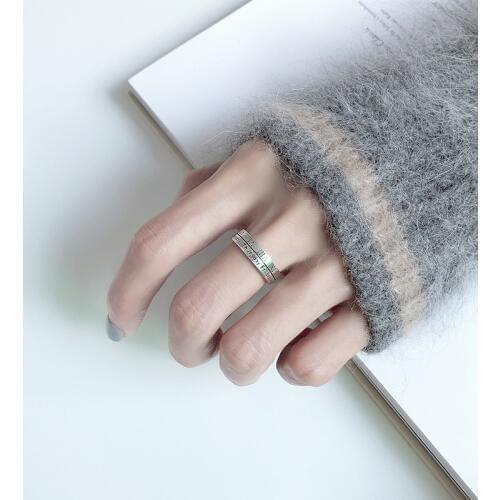 Vintage Rome letters loves'ring 100% Sterling 925 silver Jewelry Vintage Adjustable rings for women girl gift free size ring