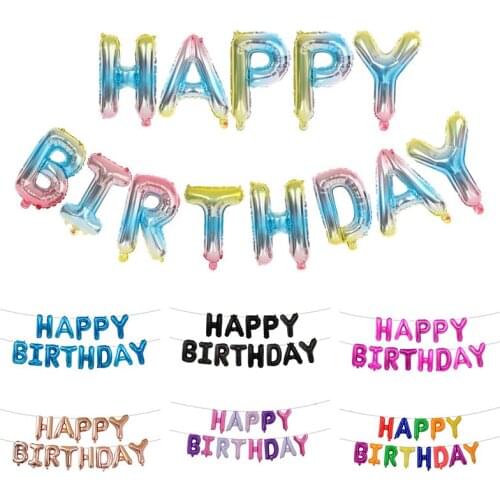1Set Aluminum Foil Balloon 16 inch HAPPY BIRTHDAY Background Props Decoration Creative Alphabet Air Balloons Party Supplies