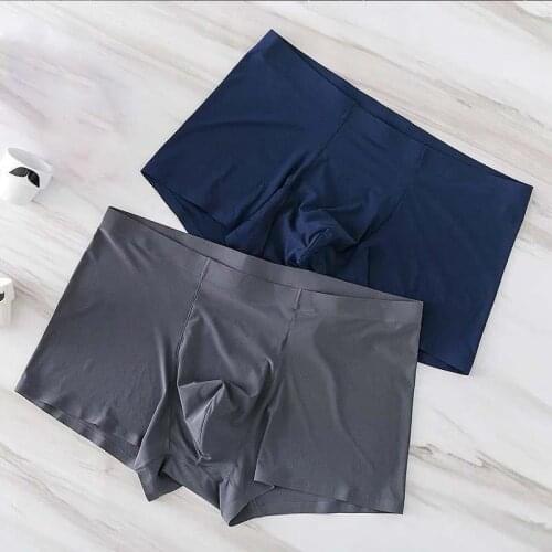1PC Seamless Men Boxers Luxury Ice Silk Antibacterial Underwear Spandex 3D Shorts L-XXXL Hot Sale High Quality Popular