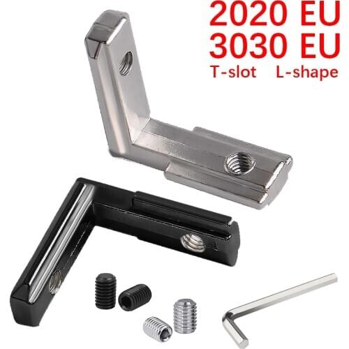 12pcs 20s 30s L Shape Silver Inner Corner Connector Joint Bracket with Screws for 2020/3030 Aluminum Profile with slot 6mm