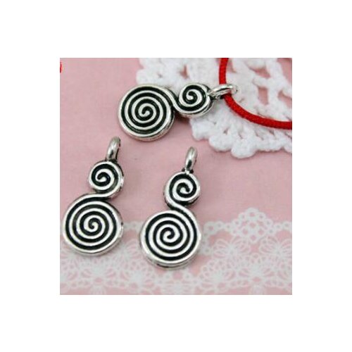 20pcs/lot Craft Tibetan Silver gourd Figure 8 spiral bracelet Pendants Handmade Decorative Metal DIY Jewelry For Men