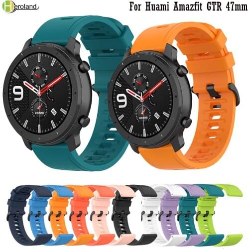 22MM Soft Silicone WatchStrap For Huami Amazfit GTR 47mm / Stratos 3 2 2s SmartBand Bracelet WirstStrap Accessories Belt Correa