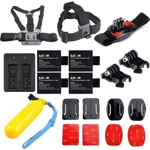 4 x SJCAM sj4000 batteries + Hot accessories kit + dual charger for SJCAM sj5000 plus sj6000 sj7000 EKEN H9 camera accessories