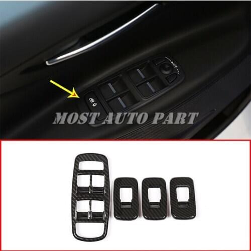 ABS Plastic Carbon Fiber Look Interior Door Window Button Panel Cover Trim For Jaguar XE X760 2015-2018 4pcs Car Decoration
