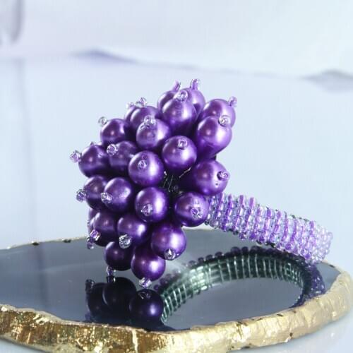 Free shipping pearl flower napkin rings beaded wedding wholesale, napkin holder 12 pcs qn20090106