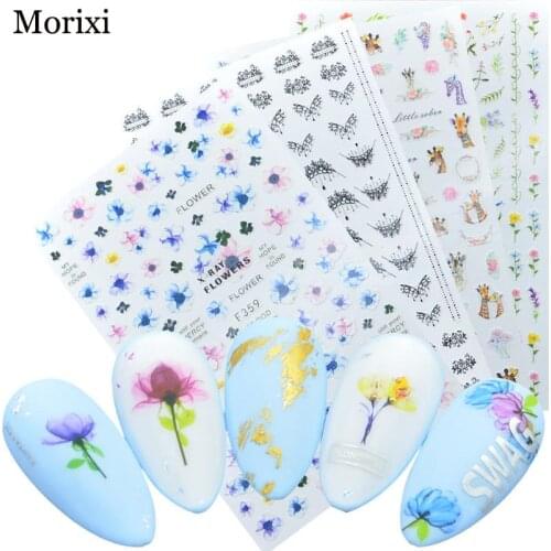 Large sheet nail art sticker flora butterfly geometric space leaves nacklace animals printing self adhesive nail foil FW079