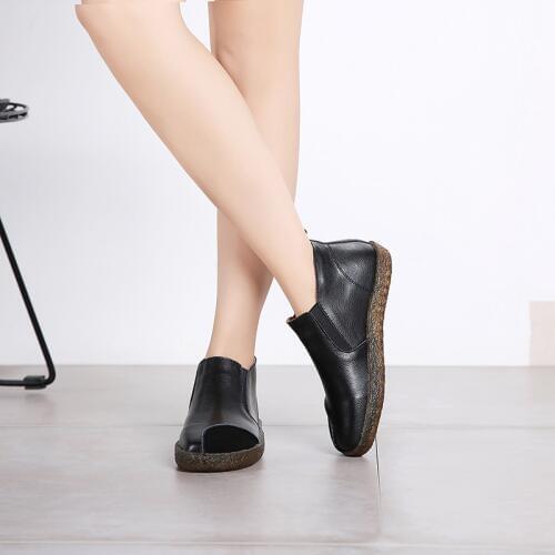 Tilocow Womens Genuine Leather Shoes Woman Chelsea Boots Women Ankle Boots Female Flat With Slip-On Footwear Mujer 2020