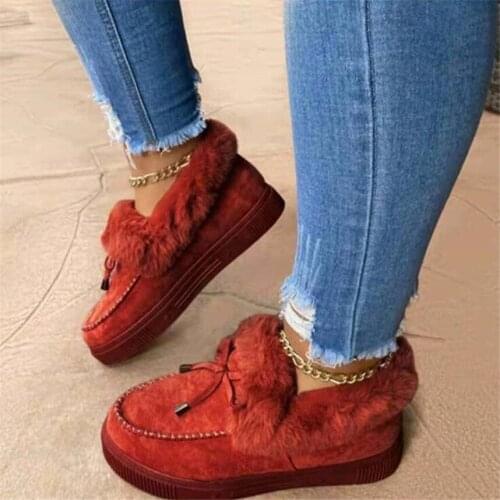 2021 New Fashion Women Snow Boots Fur Platform Comfort Winter Shoes Ladies Casual Ankle Boots Suede Female Designer Botas Mujer