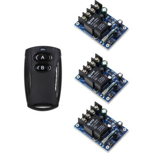 DC 12V 24V 36V 48V Wireless Remote Control Switch Radio Light Switches 1CH Relay Module , 3 X Receiver + Black Transmitter