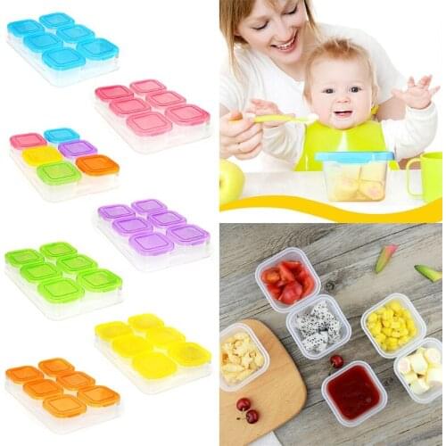 Children Baby Food Container Refrigerator Freezing Cubes with Tray Storage Box XX9E