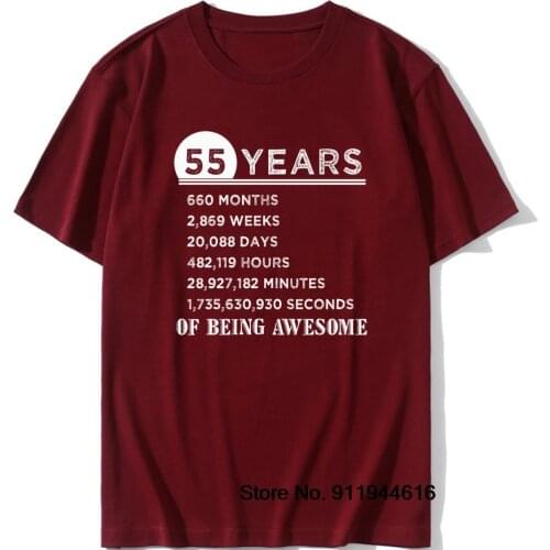 Vintage 55th Birthday Gift Idea T-Shirt Born 55 Years Old Of Being Awesome Anniversary T Shirt Cotton Men Dad Present Tops Tees