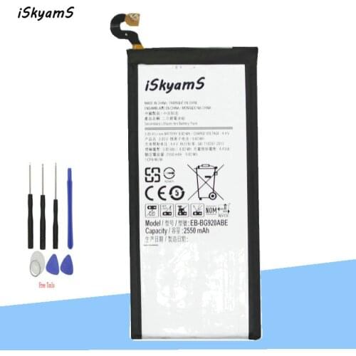 ISkyamS 1x 2550mAh EB-BG920ABE Replacement Li-ion Battery For Samsung Galaxy S6 G9200 G920i G920f G920A G920T G920K +Tool
