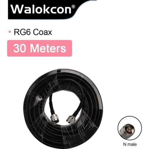 RG6 5D 30meters Low Loss Coaxial Cable 50ohm N Male to N Male Connector Communication Coax Cable For Mobile Phone Signal Booster