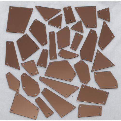 Coffee Acrylic Mirror Sew On Rhinestones DIY Flatback Mirror Acryl Sew On Stones with Holes For Sewing
