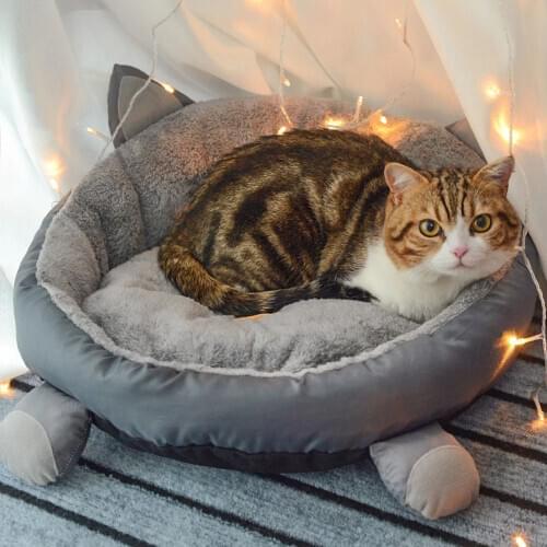 Cat Ears Pet Mat Soft Winter Warm Thickened Kitten Nest Sleeping Cushion Washable House Comfortable Puppy Kennel Plush Dog Bed