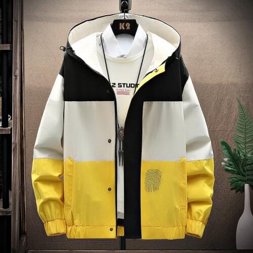 Jacket Men Spring Autumn New Outdoor Zipper Thin Jackets Youth Patchwork Casual Coats Large Size Short Cargo Windbreaker Clothes