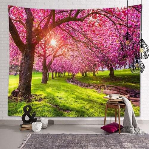 Forest Tapestry 3D Printed Window Wall Carpet Soft Polyester Fabric Sheet Natural Tree Hole Scenery Blanket Home Decor