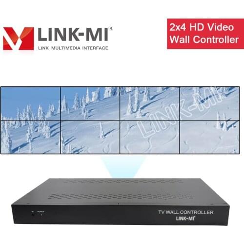 LINK-MI 8 Channels Video Wall Controller for 8 Displays HDMI USB DVI VGA inputs Support 2x4 2x3 2x2 4x2 Zoom Subtitle Rotation