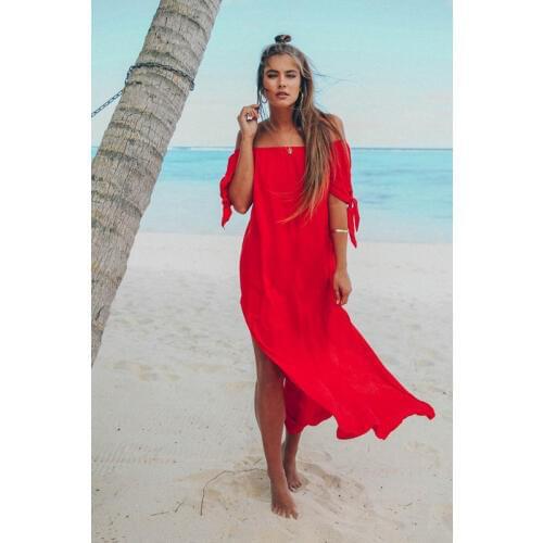 Meihuida 2019 Womens Long Maxi Transparent Summer Dress Beach Long Split Dresses Off Shoulder Bikini Cover Up Swimwear Beachwear