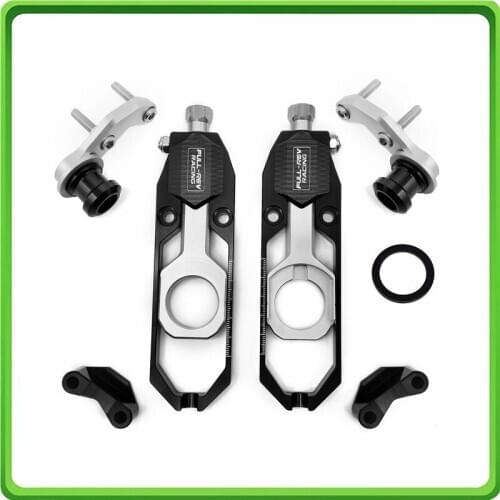 Motorcycle Chain Tensioner Adjuster with paddock bobbins fit for Yamaha R6 YZF-R6 2017 2018 2019 2020 Black&Silver
