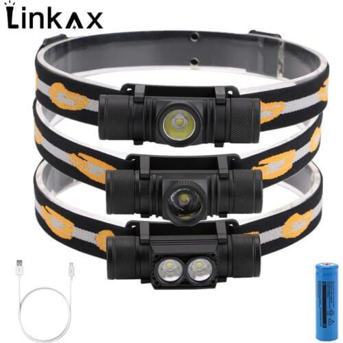 New CREE XM L2 LED Headlight Mini Head light USB White Light Head Lamp Flashlight 18650 Battery Headlamp For Camping Hunting