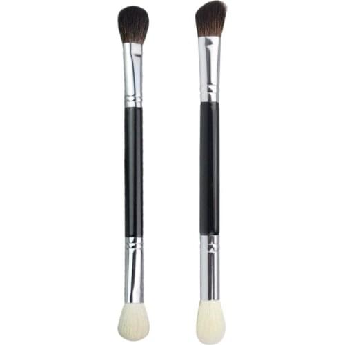 Wholesale High-end wood handle nylon wool Professional LZ-F08 Makeup Brushes Private Label Two-headed eye shadow brush