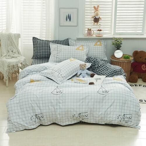 Nordic White Grid Pattern Duvet Cover 200x230 Pillowcase 3Pcs,220x240 Quilt Cover, Double Queen King Size
