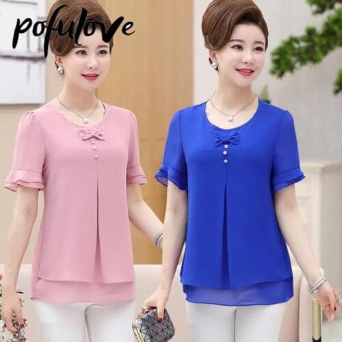 POFULOVE Womens Chiffon Blouses