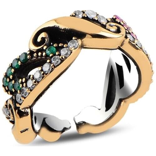 Silver 925 Sterling Authentic Zircon Cubic Zirconia Adjustable Tall Ring