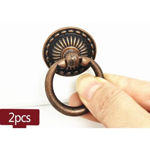 2pcs Retro Cupboard Door Handles Antique Drawer Pulls Kitchen Cabinet Knobs And Handles Dresser Door Furniture Pulls Ring Handle