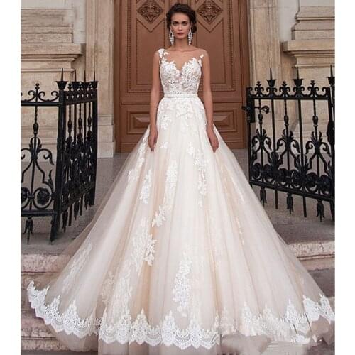 Robe De Mariee Grande Taille 2021 New Classic Lace Embroidery Up Princess Wedding Gown Custom Vestido Novias F