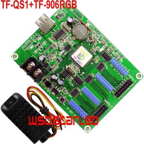TF-QS1+TF-906RGB Temperature & Humidity Sensor 256*32 2*HUB75B & 4*HUB08 USB Full color asynchronous LED control card