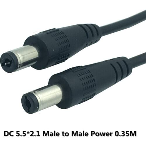 DC 5.5x2.1 Extension Cable wire 0.35M Male to Male Connector 5.5*2.1 Cable 5.5*2.1 Male to Male Wire Black 35cm