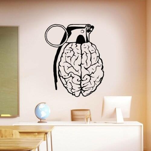 Creative Idea Brain Grenade Mind Anatomy Wall Stickers Vinyl Home Decor For Kids Bedroom Classroom Decor Decal Removable C13-55