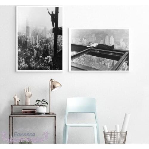 Vintage Black White London City Worker Working At Height Photo Prints Canvas Painting Nordic Decoration Wall Art Poster