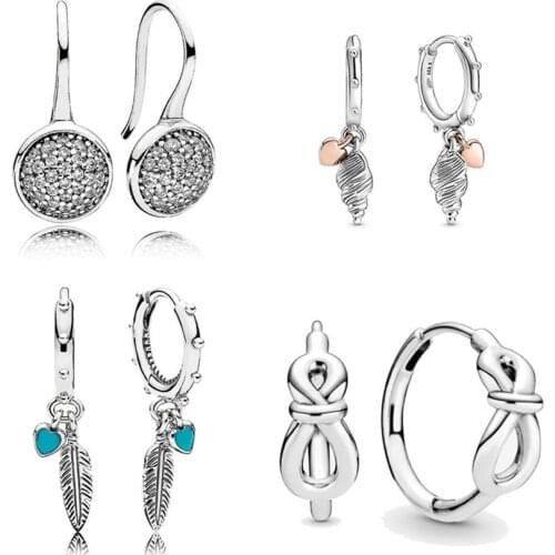 925 Sterling Silver Earring Summer Heart & Conch Shell Stud Earrings With Crystal For Women Wedding Fashion Jewelry