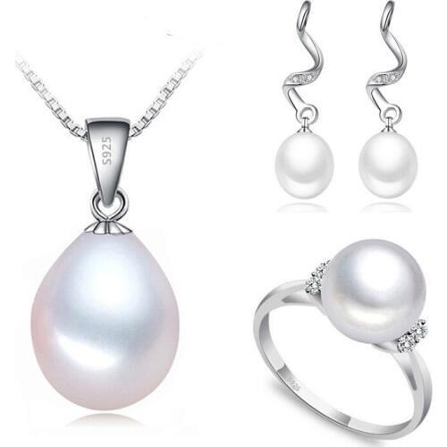 Girl birthday engagement gift dubai jewelry sets silver 925 jewelry set for women natural pearl sets