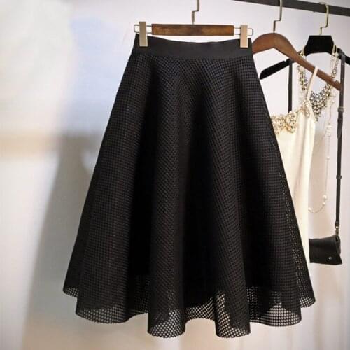 Women Summer White Ball Gown Skirt Vintage Women Skirt Faldas Jupe Femme Saia Women A-Line Midi Skirt High Waist Plus Size