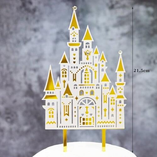 Gold Ferris Wheel Acrylic Happy Birthday Cake Topper Castle Birthday Cupcake Toppers for Kids Birthday Party Cake Decorations