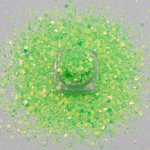 1g/Jar Mixed Gold Light Effect Rainbow Hexagon Shaped Chunky Glitter Powder Shining Sequins Women Face Body Nails Art Decoration