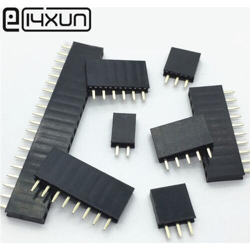 10pcs Single row female 2.54mm Pitch PCB Female Pin Header Connector Straight Single Row 2/3/4/5/6/7/8/9/10/1214/15/16/20/40Pin