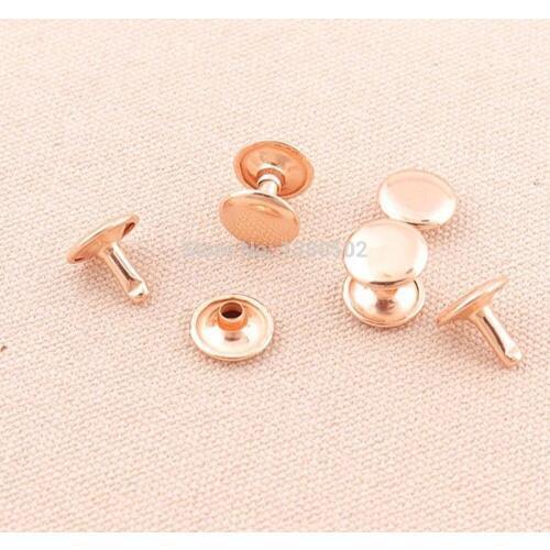 100sets 12*10mm metal rose gold color double cap rivets for Belt Bag garment accessories