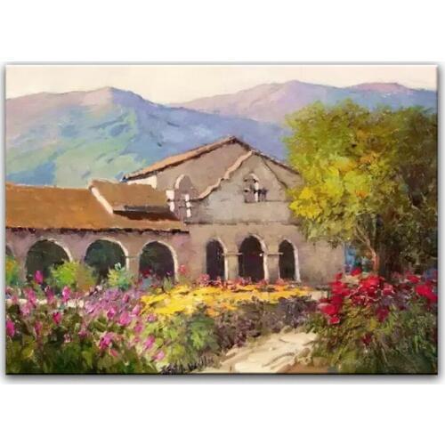 100% hand painted oil painting Home decoration high quality landscape knife painting pictures DM16072110