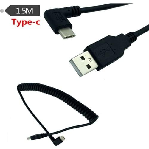 100pcs x 3 Amp USB 2.0 Type A Male to USB Type C 3.1 Male Charge And Sync Spring Coiled Cable Freeshipping