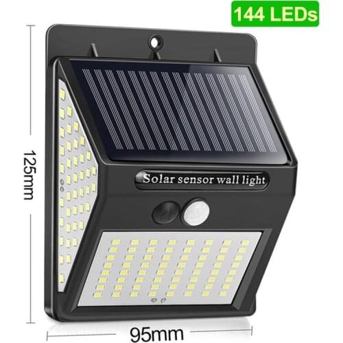 144 100 LED Solar Light Outdoor Solar Lamp PIR Motion Sensor Wall Light Waterproof Solar Powered Sunlight for Garden Decoration