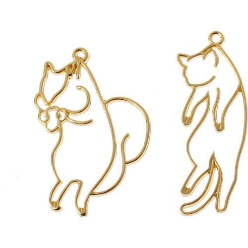 2Pcs Lazy Cat Squirrel Pendant Resin Frames Open Bezels Setting Jewelry Making